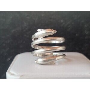 925 Sterling Silver Figural Dolphin Ring, Size US 6 Vintage